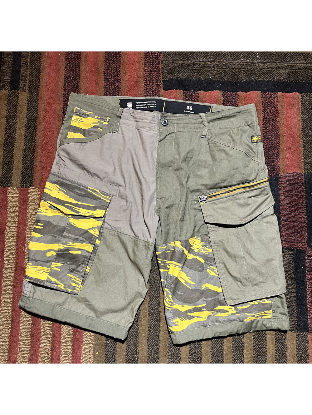 G Star Raw Gray Camo Cargo Shorts Waist 36